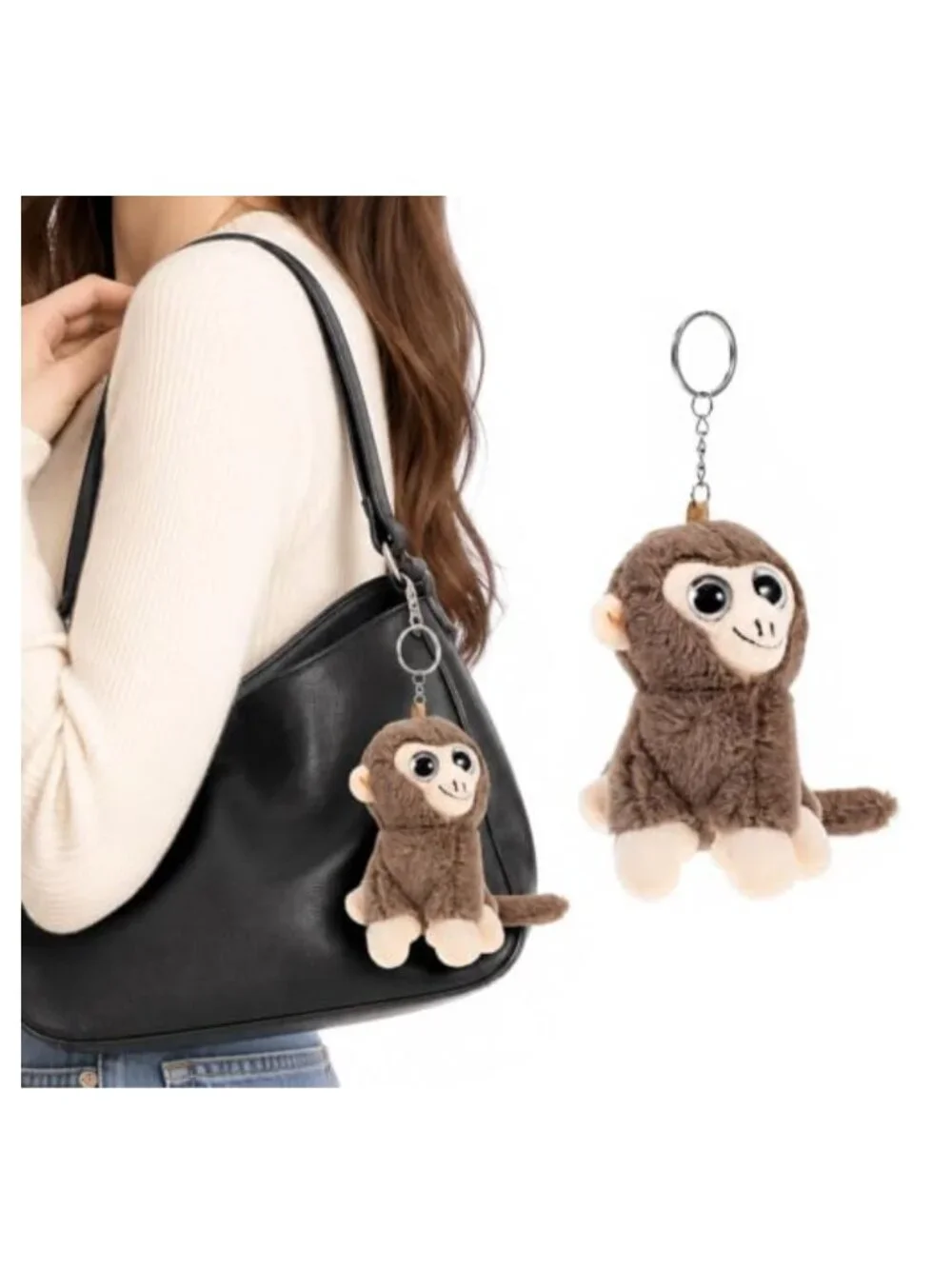 FOMIYES Monkey Plush Keychain Soft Stuffed Animal Bag Charm Handbag Backpack